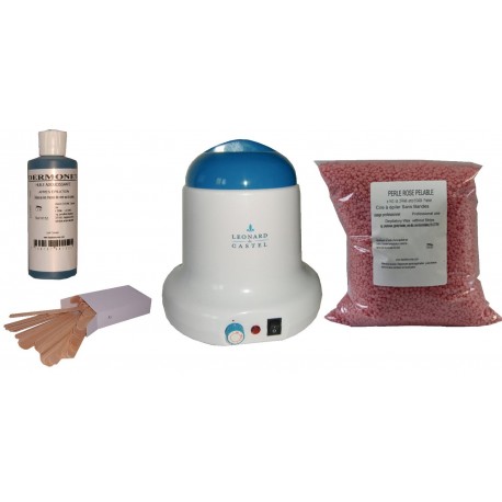 Kit épilation 800 ml - Cire Pelable Rose 1 kg Pastilles