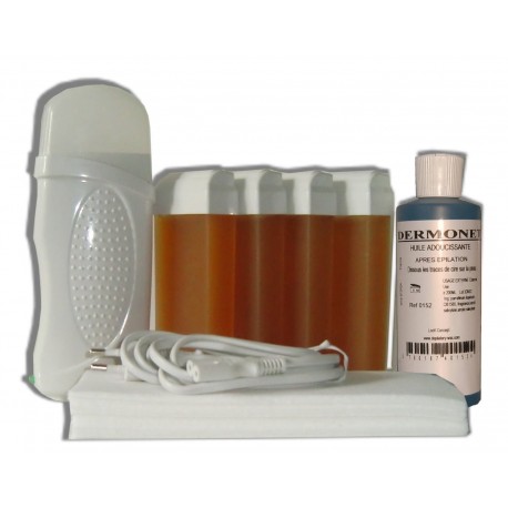 KIT CHAUFFE CIRE 4 x 100 ml MIEL - Bandes, Cire à épiler, Huile