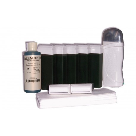 Kit d'épilation - 7 x 100 ml cire à épiler VERTE, bandes, huile