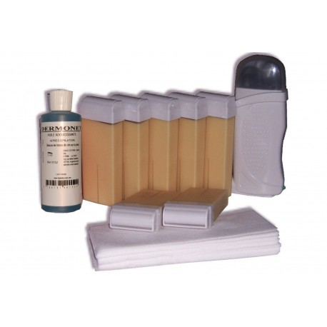 Kit d'épilation - 7x100 ml cire à épiler BLANCHE, bandes lisses, huile