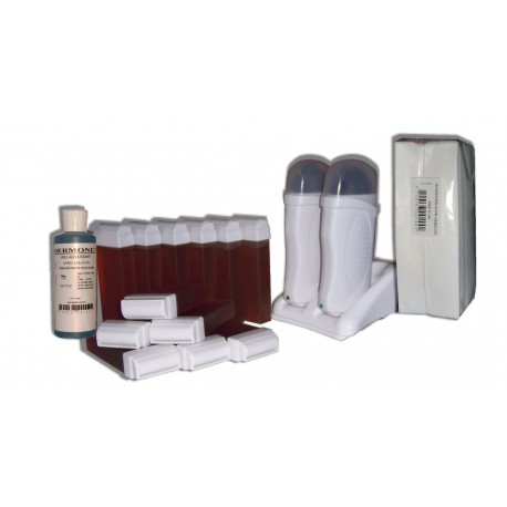 Kit épilation DUO 12 TOPAZ type Miel cire à épiler + 250 bandes + huile