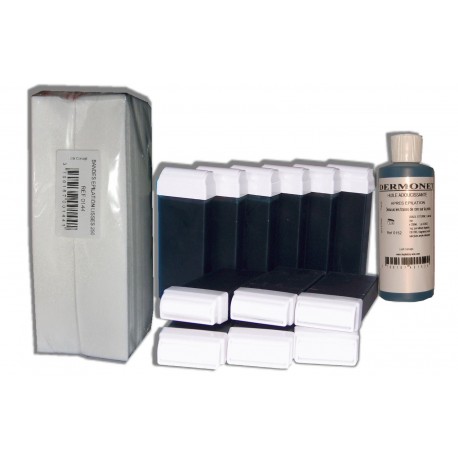 AZUR - 12 recharges cire à épiler + 250 bandes + huile