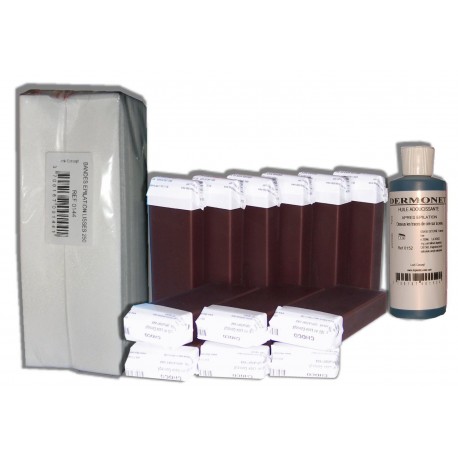 CHOCOLAT - 12 recharges de cire à épiler + 250 bandes + huile
