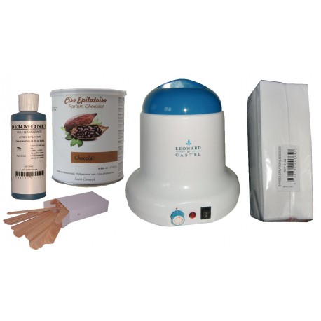 Kit épilation 800 ml - CHOCOLAT Pot 800 ml Cire jetable, bandes, huile