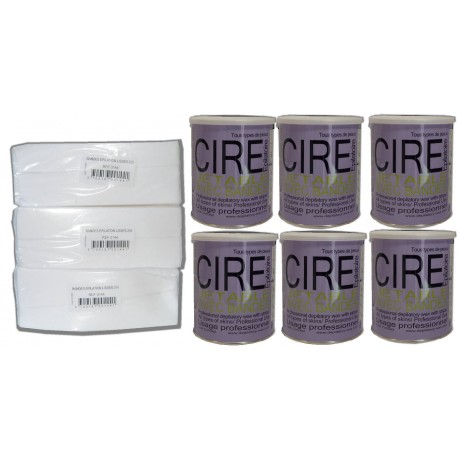 Pack Fushia - 6 Pots cire à épiler 800 ml + 750 bandes